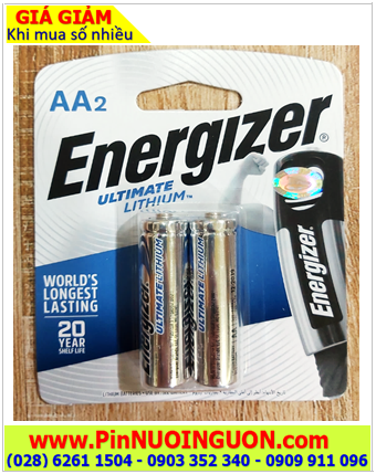 Pin tiểu AA Energizer L91-BP2; Pin AA 1.5v Lithium Energizer L91-BP2 _Made in Singapore _ Vỉ 2viên _Mẫu mới